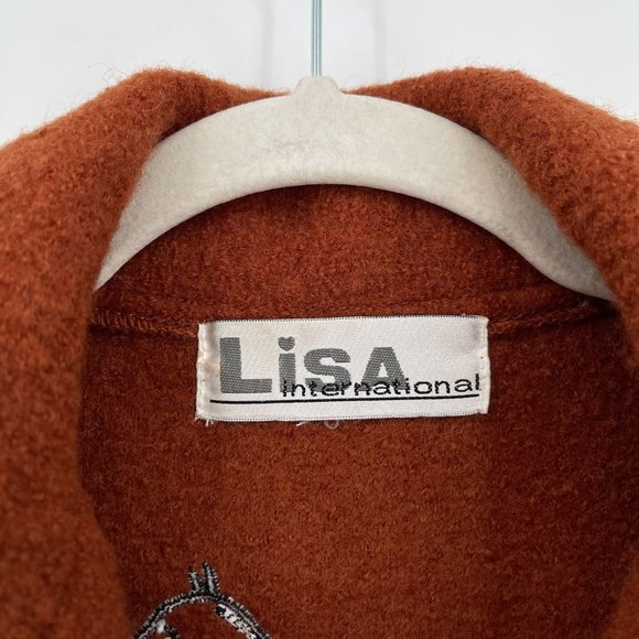 Lisa International Medium Jacket Sweater Zip Horse Beaded Horseshoe Western Rust - Picture 12 of 12